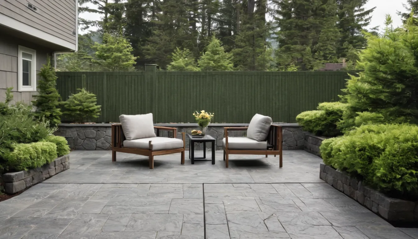 A stamped concrete patio behind a home in Seattle